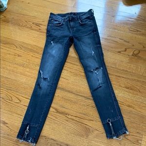 Zara grey ripped stretchy jeans